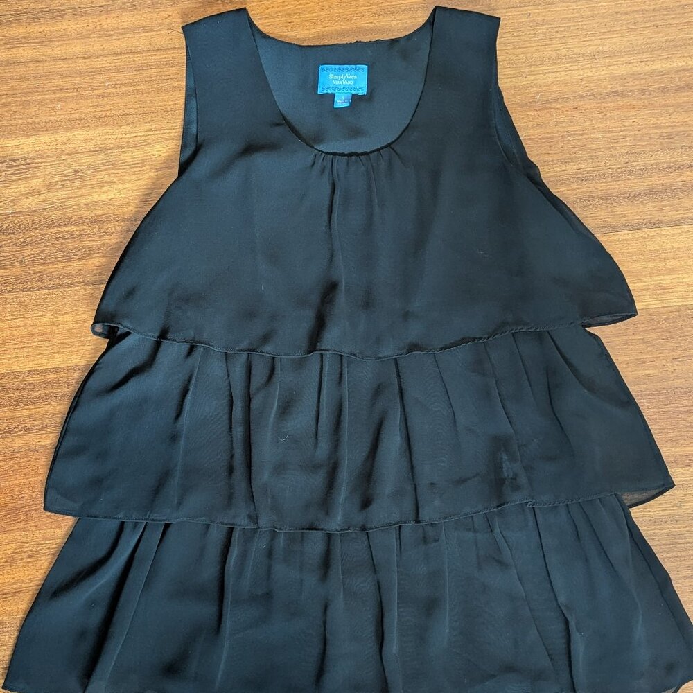 SIMPLY VERA- VERA WANG BLACK TIERED TANK TOP-LADIES SMALL-EXCELLENT CONDITION